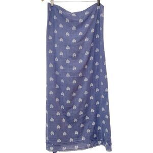 Womens Blue Heart Print Blanket Scarf Lightweight 78 x 35 Inches Boho Coastal